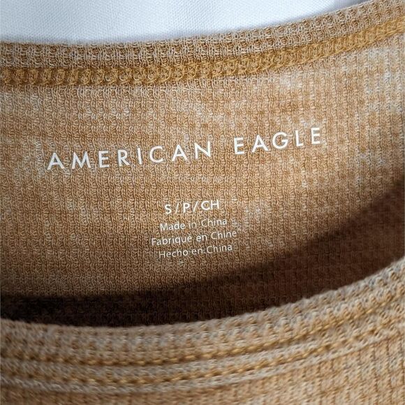 American Eagle Outfitters Crop Top Cap Sleeves Tan Size S - Picture 5 of 8